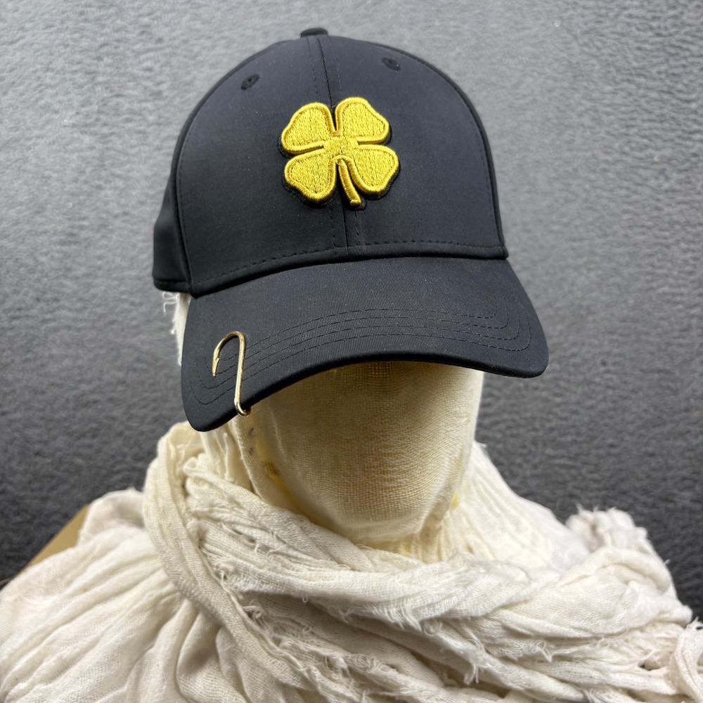 Black Clover Live Lucky Hat Mens L XL Black Yellow Clover Embroidered Golf Cap